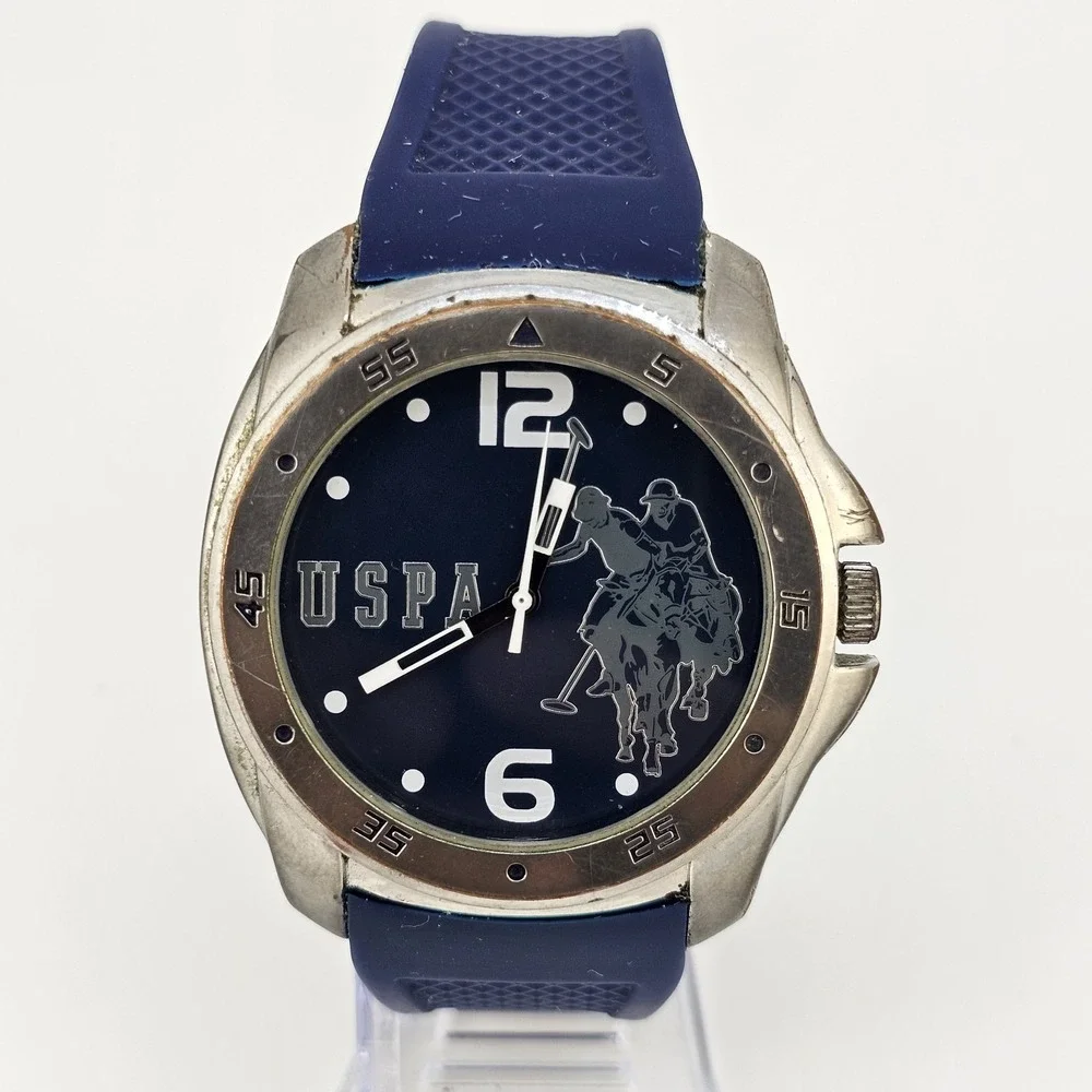 US Polo Assn Men's Watch 46MM Blue Dial Blue Plastic Bands New Battery‎